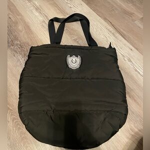 Pink Victoria Secret Pink Black Puffer Tote Bag, Zipper with embroidered logo